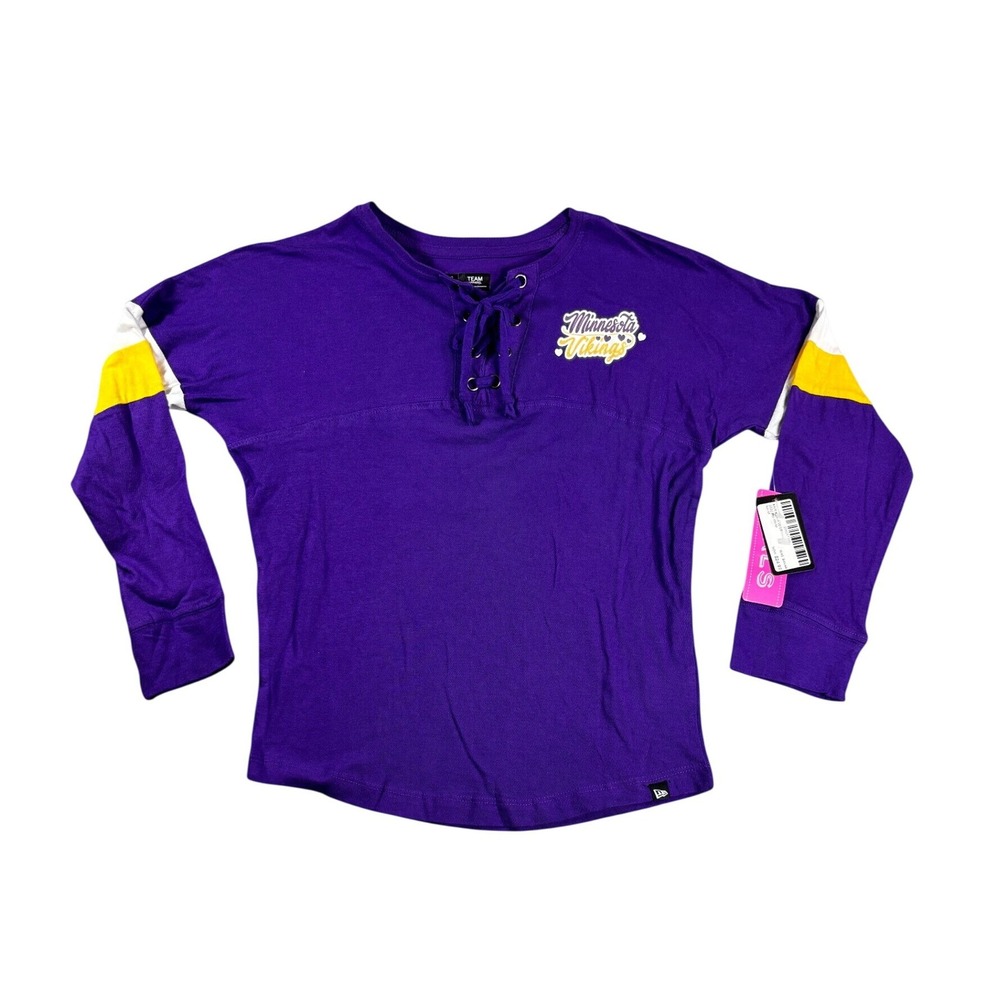 NFL Team Apparel Minnesota Vikings Girls Purple Lace Up Long Sleeve Shirt 7/8